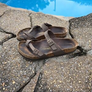 Womens 9/9.5 40 Birkenstock Mayari Brown Oiled Genuine Leather Sandals